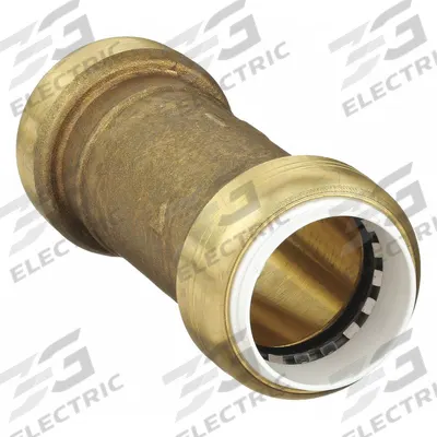 SHARKBITE Push-Fit Coupling Fitting: Straight, 3/4 in OD x 3/4 in OD Size, Brass - Standard Brass Push-to-Connect Tube Fittings