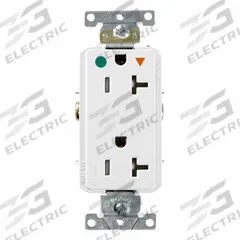 LEVITON Plugs and Receptacles: Hospital Grade, Duplex, 5-20R, White, 125V AC, 20 A, 2 Pole / 3 Wire (MPN DT830-IGW)