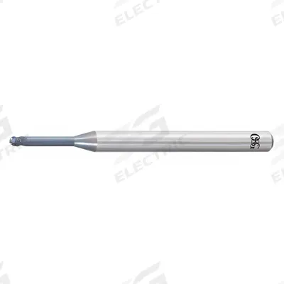 OSG Ball End Mill: Carbide, WXS Coated, 3 Flute, 1.5 mm Mill Dia, 1.12 mm LOC - Pencil-Neck Carbide Ball End Mills for Hardened Materials