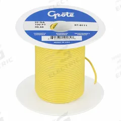 BATTERY DOCTOR Primary Automotive Wire: GPT, 100 ft, 1 Conductor, 22 AWG, Yellow, 60 V Volt (MPN 87-9111). Key specifications — Brand: BATTERY DOCTOR.