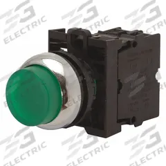 EATON Extended Push Button: Green, 22 mm Mounting Size, Non-Metallic, Maintained (MPN M22-DRLH-G). Key specifications — Brand: EATON; Action: Maintained; Series: M22; Push Button Material Type: Non-Metallic.