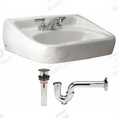 ZURN Bathroom Sink Kit: Z5340 Half-Pedestal Lavatories, White, Vitreous China, Dual Manual Handle (MPN Z5344.520.1.07.00.0). Key specifications — Series: Z5340 Half-Pedestal Lavatories; Includes: Grid Drain and Cast Trap; Color: White; Brand: ZURN; Sink Type: Bathroom; Material: Vitreous China; Sink Material: Ceramic.
