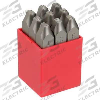 APPROVED VENDOR Hand Stamp Kit: 0 thru 9 (6 doubles as 9), 1/4 in Character Ht - Heavy-Duty Sharp-Face Hand Stamps