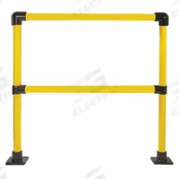 HOLLAENDER Handrail Section: Toe Board Not Included, 5 in x 5 in, Floor Mounted Rail Mounting, Round (MPN 50221). Key specifications — Product Type: Handrail Section; Brand: HOLLAENDER; Color: Black; Handrail Shape: Round; Material: Steel; Number of Rail Levels: 2; Rail Mounting Style: Floor Mounted.