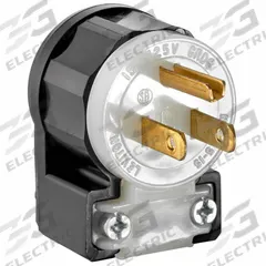 LEVITON Straight Blade Plug: 5-15P, 125V AC, 15 A, 2 Pole, 3 Blade, Black/White (MPN 5266-CA)