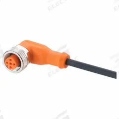 Single-Ended Cordset: M12 Female Bare Wire, 5 Pins, Black, PUR, 15 m Cable Lg, 4 A Max Current (A) (MPN EVC086). Key specifications — Cable Jacket Color: Black; End 1 Gender: Female; End 2 Connection Type: Bare Wire; IP Rating: IP69K; Brand: IFM; Wire Size: 0.34 sq mm; Cable Jacket Material: PUR; End 1 Connection Type: M12.