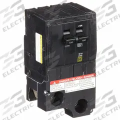 SQUARE D Miniature Circuit Breaker: 150 A, 120/240V AC, Single Phase, 10kA at 120/240V AC, 2 Poles (MPN QO2150). Key specifications — Phase: Single; Amps: 150 A; AC Voltage Rating: 120/240V AC; Max. AIR Rating: 10kA at 120/240V AC; For Use With: QO Load Centers and NQ Panelboards; Brand: SQUARE D.