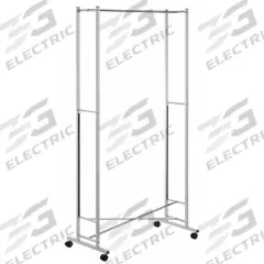 HONEY-CAN-DO Garment Rack: Rod Design (No ) Hooks, 1 Rod Rods, 68 in Overall Ht, 34 in Overall Wd (MPN GAR-01268). Key specifications — Color: Chrome; Finish: Chrome; Material: Metal; Foot Type: Casters.
