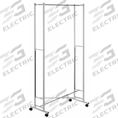 HONEY-CAN-DO Garment Rack: Rod Design (No ) Hooks, 1 Rod Rods, 68 in Overall Ht - Garment Racks