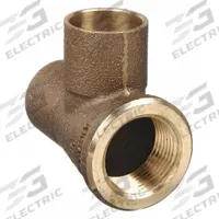 NIBCO Sweat Fitting Tee: 1 in CTS x 3/4 in Pipe x 1 in CTS, Cup x FNPT x Cup, Cast Bronze (MPN 714RRLF-1341)