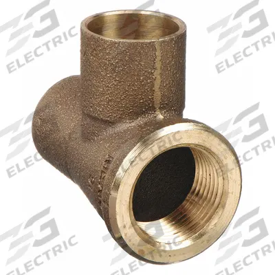 NIBCO Sweat Fitting Tee: 1 in CTS x 3/4 in Pipe x 1 in CTS, Cup x FNPT x Cup - Low-Lead Cast Copper & Bronze Tube Fittings
