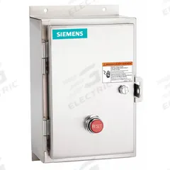 SIEMENS NEMA Magnetic Motor Starter: Non-Reversing, 3 Poles, NEMA Size 0, 18 A (MPN 14CUB32WA). Key specifications — attr211388: SIEMENS; attr951451: 1NO; attr951453: 110-120/220-240V AC; attr951489: Three; attr951498: Screw Terminals; attr984425: 1NO; attr984429: Pilot Light; attr997361: None (Not Applicable to Electronic Overloads).