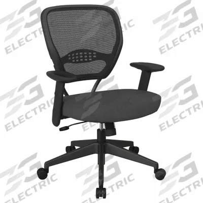 OFFICE STAR Office Chair: Space Seating, Ht, Gray, Fabric & Mesh Material - Adjustable-Arm Office Chairs