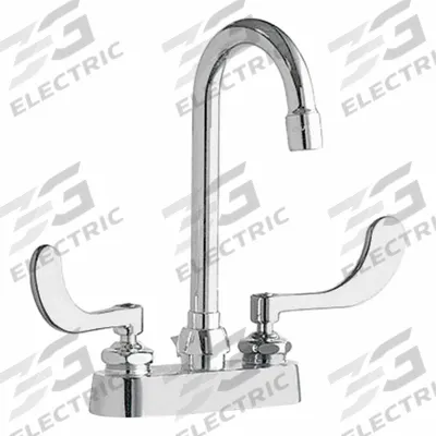 CHICAGO FAUCETS Gooseneck Kitchen/Bathroom Faucet: 894, Cast Brass, Centerset, Deck - Centerset Kitchen Faucets