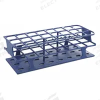 Tube Rack: 3 1/2 in Overall Wd, 11 in Overall Ht, 4 3/8 in Overall Lg, POM, Blue, (24) Wells (MPN HS27515B). Key specifications — Material: POM; Mounting Location: Benchtop; Color: Blue; Product Type: Test Tube Rack; Total Holding Capacity: (24) Wells; Brand: HEATHROW SCIENTIFIC.