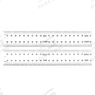 STARRETT Ruler: C635-1800MM, 1,800 mm, 0.1 in Thick, 0.5 mm/1 mm, Chrome, Black - Steel Rulers