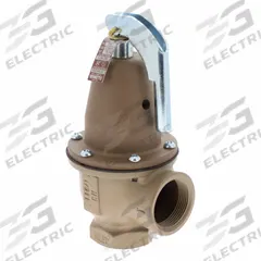 WATTS Boiler Pressure Relief Valve: FNPTF x FNPTF, 1 1/4 in x 1 1/2 in, Iron, 8 3/4 in Overall Ht (MPN F383484). Key specifications — Brand: WATTS.