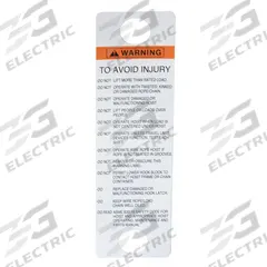 CM Warning Label: Electric Chain Hoists, 4,000 lb_500 lb_1,000 lb_2,000 lb Compatible Load Capacity (MPN 81704). Key specifications — Compatible Series: Lodestar; Manufacturer Part Number: 81704.