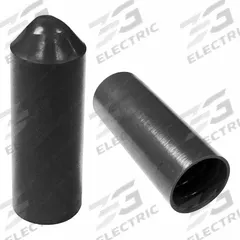 ELECTRIDUCT Heat Shrink End Caps: 25 Pk, 0.8 in I.D. Before Shrinking, 0.29 in I.D. After Shrinking (MPN HSEC-075-BK-25PK). Key specifications — Shrink Ratio: 3:1; Temp. Range: -55°C to 110°C; Brand: ELECTRIDUCT; _Pack Size: 25.