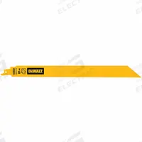 DEWALT Reciprocating Saw Blade: 18 Teeth per Inch, 12 in Blade Lg, 1 in Blade Thick, Bi-Metal, 5 PK (MPN DWAR12118). Key specifications — attr1109198: 18; attr1109200: Rigid for Straight Cuts; attr1109201: Straight; attr1109209: DEWALT.