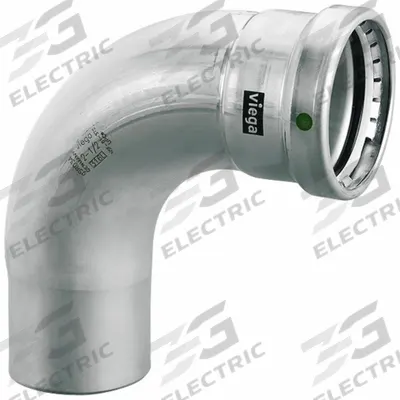 VIEGA MEGAPRESS Crimp Elbow Fitting: 4 in Pipe x 4 in Pipe Size, Press-fit x FTG - Potable Water Stainless Steel Press Fittings