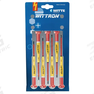 WITTE Insulated Precision Screwdriver Set: 1-10 Pieces, 7 Pieces, Phillips/Slotted Tip - Insulated Precision Screwdriver Sets