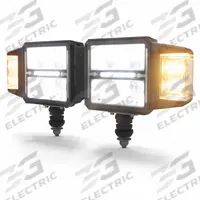 ECCO LED Snowplow Light: Headlight, LED, Heated, High Beam/Low Beam, Surface Mount, Bolt, Square (MPN EW4011). Key specifications — Heated: Heated; Lighting Technology: LED; Beam Type: High Beam; Electrical Connection: Blunt Cut Wire; Mount Type: Bolt; Brand: ECCO; Mount Style: Surface.