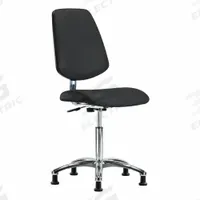 ESD/Cleanroom Task Chair: Vinyl, Armless, Ht Range 21 1/2 in to 29 in, 18 1/2 in Seat Wd, 0 Casters (MPN BR-ECR-VMBCH-MB-CR-NF-EG-ESDBLK). Key specifications — Foot Support: No; Base Material: Aluminum; Brand: APPROVED VENDOR; Product Type: Cleanroom Task Chair; Cleanroom Class: ISO 4; ESD-Safe: ESD-Safe.