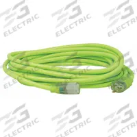 SOUTHWIRE Extension Cord: Outdoor Use, 25 ft Lg, Outlet, 5-15P, 12/3, SJTW, Green, Single Connector (MPN 2577SW000X). Key specifications — Brand: SOUTHWIRE; Temperature Rating: -40° to 140°F; NEMA Plug Configuration: 5-15P.