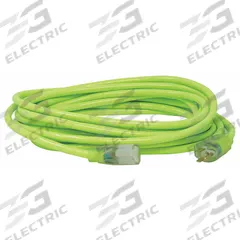 SOUTHWIRE Extension Cord: Outdoor Use, 25 ft Lg, Outlet, 5-15P, 12/3, SJTW, Green, Single Connector (MPN 2577SW000X). Key specifications — Brand: SOUTHWIRE; Temperature Rating: -40° to 140°F; NEMA Plug Configuration: 5-15P.