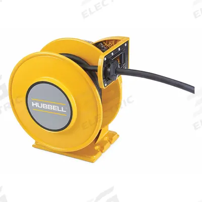 HUBBELL WIRING DEVICE-KELLEMS Extension Cord Reel: Ratchet Lock, 35 ft Cord Lg, 10 AWG, SOW - Hardwired Self-Retracting Cord Reels