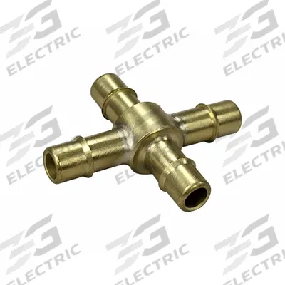 MEM-CO Barbed Cross: 1/8 in ID x 1/8 in ID x 1/8 in ID x 1/8 in ID Size, Brass - Standard Brass Barbed Tube Fittings