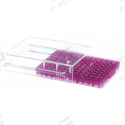 HEATHROW SCIENTIFIC Tube Rack: Polycarbonate (Lid), Purple, (96) Wells, 96 Compartments - Lab Storage Racks