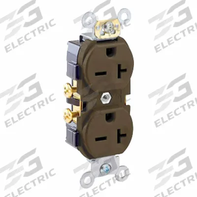 LEVITON Plugs and Receptacles: Duplex, 6-20, Brown, 250V AC, 20 A, 2 Pole / 3 Wire (MPN 5822) - General Purpose Receptacles