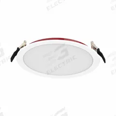 ETI Fire-Rated Down Lighting: 8 in Dia, 1,600 lm, 2700K/3000K/3500K/4000K/5000K, 19 W, 120V AC (MPN FRCDL-8IN-1600LM-9-CP5-SV-TD). Key specifications — Trim Color: White; LED Replacement For: 100W; Dimmable: Yes; Color Temperature: 2700K; Brand: ETI; Voltage: 120V AC.
