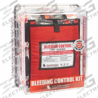 NORTH AMERICAN RESCUE Bleeding Control Kit: Plastic Cabinet, 8 People Served - Bleeding Control Kits