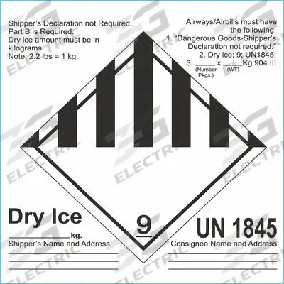 APPROVED VENDOR Container Label: Dry Ice, 6 1/2 in x 6 1/2 in, 6 1/2 in Label Ht, Paper - Class 9: Miscellaneous Hazardous Materials