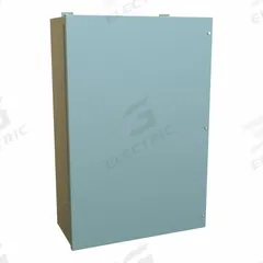 HAMMOND Enclosure: Steel, 36 in x 24 in x 11 in, NEMA 12, w/Panel, Solid Cover, Hinged (MPN 1418JL11). Key specifications — Brand: HAMMOND; Closure Method: Screws; Knockouts: Not Included.