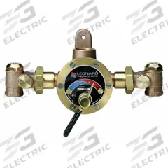 LEONARD VALVE Thermostatic Mixing Valve: For Steam/Water Media, 1 in x 1 1/4 in Connection Size (MPN TMS-80-CP). Key specifications — Seal Material: NBR; Brand: LEONARD VALVE.