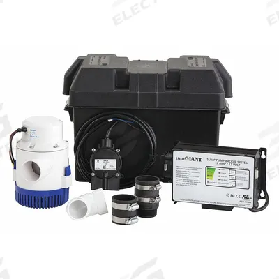 LITTLE GIANT Sump/Battery Back-Up System: 12V DC, 1/2 hp, Diaphragm, 23 ft Max. Head - Battery-Powered Backup Sump Pumps