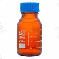 GLOBE SCIENTIFIC Media Bottle: 250 mL, Screw-On, 45 mm, 138 mm, Amber, Closure Included, ASTM (MPN 8110250). Key specifications — Closure Type: Screw-On; Mouth Size: Wide; Screw Closure Size: 45 mm; Brand: GLOBE SCIENTIFIC; Body Color: Amber.