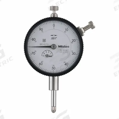 MITUTOYO Calibrated Indicator: 0 in to 0.5 in, Inch, 0.001 in - Dial Test Indicators - Horizontal & Tilted-Face Styles