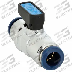 AIGNEP USA Manual Two-Way Ball Valve: 3/8 in, Nickel-Chrome Plated Brass, Straight, Push x Push (MPN 86320-06-06). Key specifications — Brand: AIGNEP USA; Handle: Wedge.