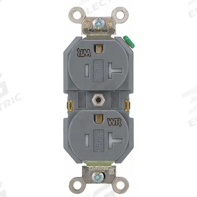LEVITON Receptacle: Duplex, 5-20, Gray, 125V AC, 20 A, 2 Pole / 3 Wire (MPN TWR20-GY) - General Purpose Receptacles