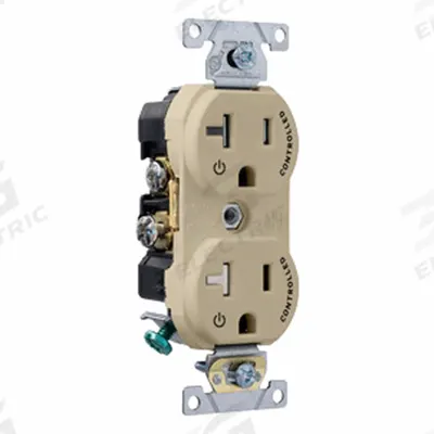 LEVITON Plugs and Receptacles: Duplex, 5-20, Ivory, 125V AC, 20 A, 2 Pole / 3 Wire (MPN TBR20-S1I) - General Purpose Receptacles