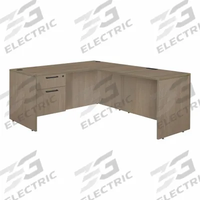 REGENCY Desk: Particle Board, Oak, 1 Pedestals, 2 Drawers, 66 in Overall Wd - Pedestal Desks