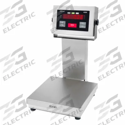 DORAN Industrial Bench Scale: 12 in x 12 in, IP69K, Column-Mounted - Bench Scales with Column-Mounted Indicator