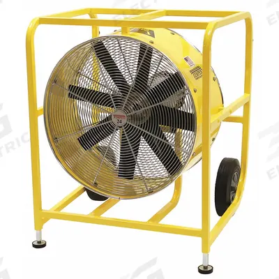 TEMPEST Circulating Fan: 24 in Blade Dia, 115/208 to 230V AC, Mobile, 1 hp, Direct Drive - Standard Industrial Floor Fans