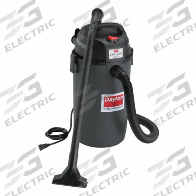 DAYTON Shop Vacuum: 4 1/2 gal Tank Size, Plastic, 1 1/4 in Vacuum Hose Dia, 18 ft Hose Lg - Wall-Mount Vacuums