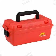 PLANO MOLDING Tool Box: 15 in W 8 in D 6 in H, Plastic, Orange, Padlock, 2 Compartments (MPN 1412-50). Key specifications — attr1116905: Orange; attr1116946: PLANO MOLDING; attr1116904: Padlock.